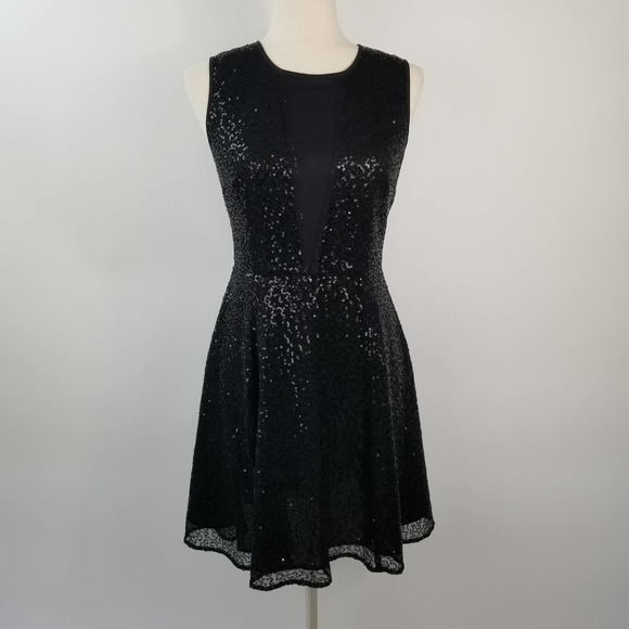 Cynthia Rowley Dresses & Skirts - Cynthia Rowley Black Sequin Fit Flare Little Black Dress Very Nice Size 4